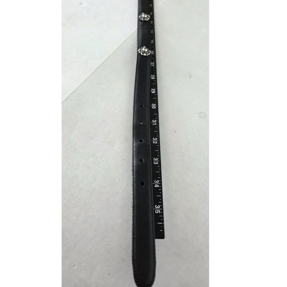 Brighton Vintage 1996 Black Leather Studded Belt Silver Western 35